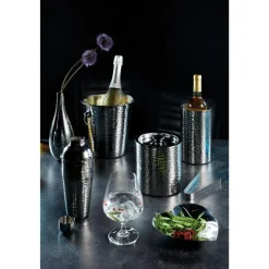 Barcraft Champagne Ice Bucket - Hammered Steel