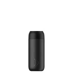 Chilly's Series 2 Reusable Water Bottle, Coffee Cup & Cleaning Brush Set - Abyss Black