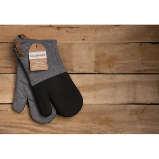 Cuisinart Neoprene Pack of 2 Oven Mitts - Herringbone Charcoal