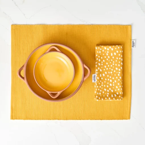 Dexam Sintra 100% Recycled Cotton Spotted Napkin & Placemat Set - Ochre