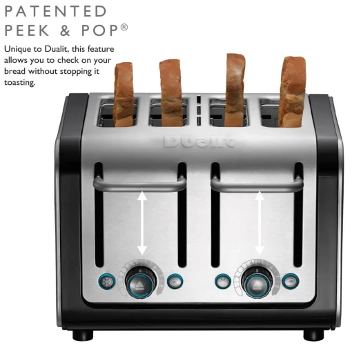Dualit Architect 46505 4 Slot Toaster - Black & Brushed Stainless Steel