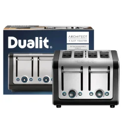 Dualit Architect 46505 4 Slot Toaster - Black & Brushed Stainless Steel