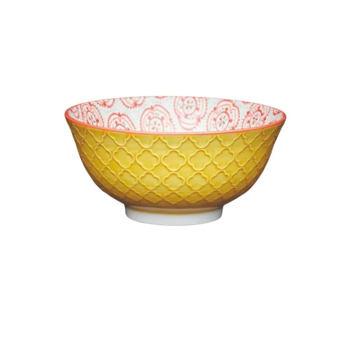 Kitchencraft Stoneware Bowl - Bright Yellow Floral