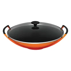 Le Creuset Cast Iron 36cm Wok & Glass Lid - Volcanic