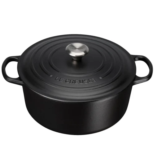 Le Creuset Signature Cast Iron 22cm Round Casserole - Satin Black