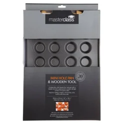 Masterclass Non-Stick Mini Tart Tin & Wooden Tool - 24 Hole