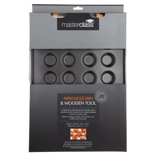 Masterclass Non-Stick Mini Tart Tin & Wooden Tool - 24 Hole