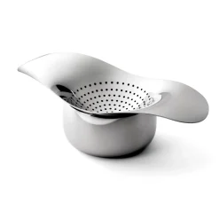 Robert Welch Drift 18 | 10 Mirror Polished Stainless Steel Tea Strainer with Bowl