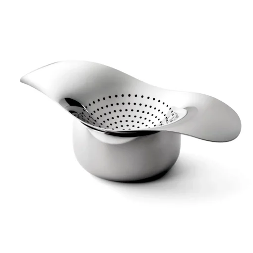 Robert Welch Drift 18 | 10 Mirror Polished Stainless Steel Tea Strainer with Bowl
