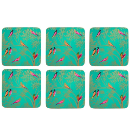 Sara Miller London Chelsea Green Birds Coasters - Set of 6
