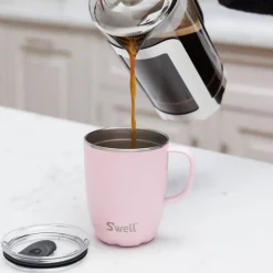 S'well 350ml Travel Mug with Handle - Pink Topaz