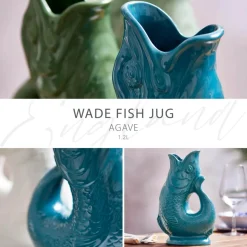 Wade Fish Earthenware 1.2 Litre Gluggle Jug - Agave