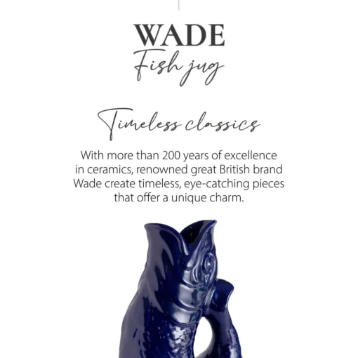 Wade Fish Earthenware 0.6 Litre Gluggle Jug - Cobalt