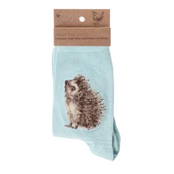 Wrendale Designs by Hannah Dale Ladies Blue Socks - Hedgehugs