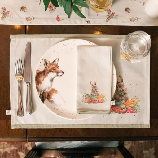 Wrendale Designs by Hannah Dale 100% Cotton Fabric  Set of 4 Napkins - Garden Friends