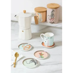 Yvonne Ellen Fine China 4-Piece Coaster Set - Animal
