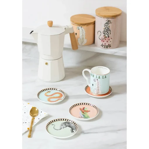 Yvonne Ellen Fine China 4-Piece Coaster Set - Animal